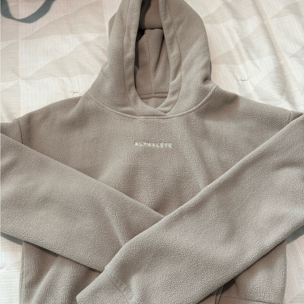 Alphalete King Crop Hoodie in beige